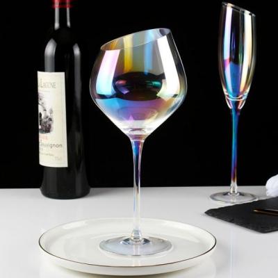 China Luxury Rainbow Goblet Colored Crystal Champagne Glasses Wedding Drinkware Wine Glass 1671 Gifts for sale