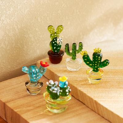 China Factory Wholesale 2021 Hot KOREAN Factory Ornaments Mini Cute Cactus Shape Christmas Tree Ornament 3252 With Basin for sale