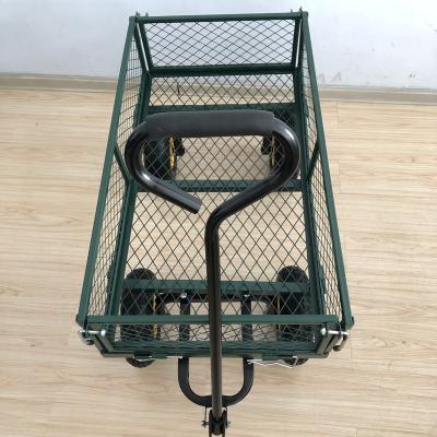 China Easy-carry Folding Steel Mesh Garden Cart Garden Cart with Sides Demountable Yard Cart Utility Cart for sale