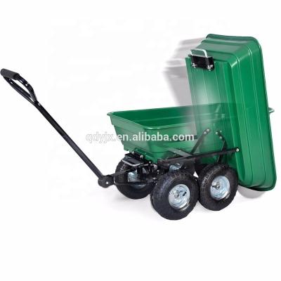 China 4 Wheel Heavy Duty Poly Steel Garden Yard Dump Cart Easy-Transport Cart for sale