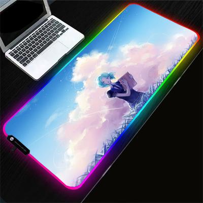 China Anti-Slip Anime Computer Mousepad RGB Mouse Pad Gaming Custom Mouse Pad With Led Keyboard Mousepads for sale