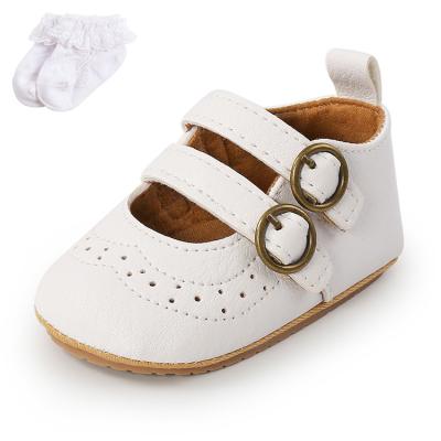 China Newborn children's shoes popular children's shoes wholesale PU leather flat children's sports shoes with socks for sale