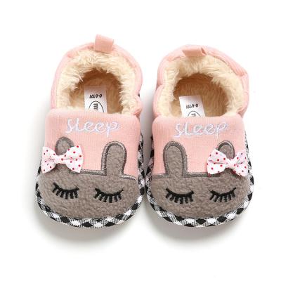 China Newborn Toddler Newborn Warm Shoes 0-1 Years Old Rabbit Autumn And Winter Baby Shoes Cute Breathable Soft Cotton Soft Sole for sale