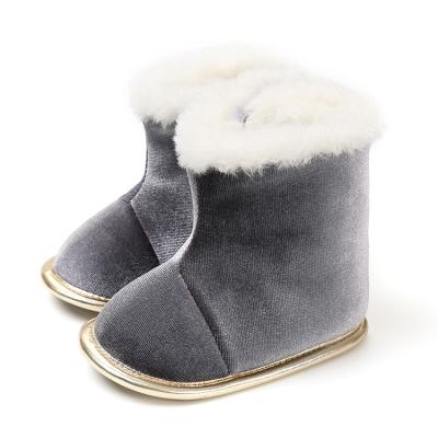 China Fashion Trend Winter Hot Selling Infant Booties Shear Boys Baby Girls Snow Boots Striped Winter Fur Snow Boy Toddler Infant Baby B for sale