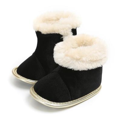 China Fashion Trend Custom Winter Warm Anti Slippery Anti Slip Boys Girls Toddler Infant Knit Warm Booties Shoes Fur Wool Girls Baby Booties for sale