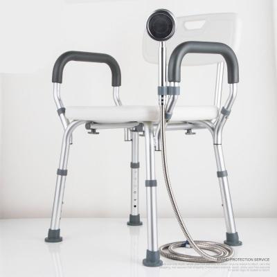 China Aluminum Orthopedic Disabled Elderly Plastic Shower Chair Seat Hospital Plastic Waterproof Shower Chair With Arm And Back for sale