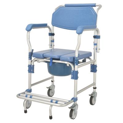 China Safe And Durable Disabled Older Disabled Toilet Easy Wheel Commode Transfer Medical Shower Chair With Arm And Back for sale