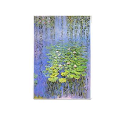 China Monet Hanging Painting Water Lily Oil Painting Flowers Living Room Decoration Impressionist Hand Painted Painting Print for sale