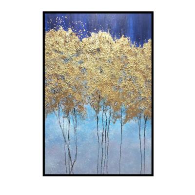 China Modern Luxury Golden Large Canvas Home Porch Wall Art Deco Oil Painting Blue Abstract Paintings 2022014170 Handmade for sale