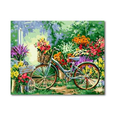 China Modern Aromatic Wall Art Brown Floral Pictures Prints Nest Art Flower Bike Paint Canvas for Bedroom Bathroom Living Room for sale