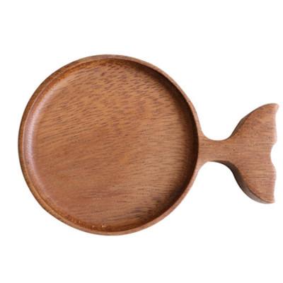 China New Design Fish Shape Restaurant Hotel Sauce Sustainable Hot Flavor Bamboo Custom Bulk Dish Wooden Fish Dish Dishes for sale