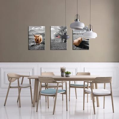 China Modern Aromatic Art Highland Cow Nest Wall Art Farmhouse Kitchen Decor, Barn Canvas Pictures Living Room Wall Decor for sale