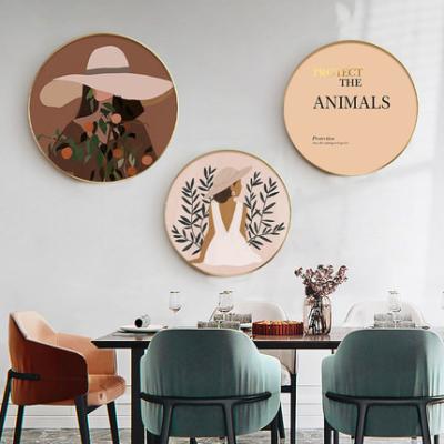 China Modern Shine Shine Art Round Wall Art Literature Kitchen Decor, Abstract Canvas Pictures Living Room Wall Decor for sale