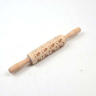 China Sustainable Wholesale Customized Wooden Rolling Pin Wooden Bamboo French Embossed Baking Pin for sale