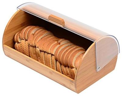 China Freshness Keeping Large Capacity Fiber Bread Storage Bin Bamboo Cake Box With Acrylic Lid for sale