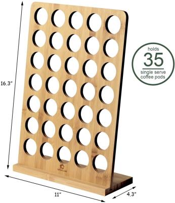 China Multikeep Viable Adjustable Wooden Coffee Pod Holder Rack Organizer for K-Cups with 35 Pods Locking Holes for sale