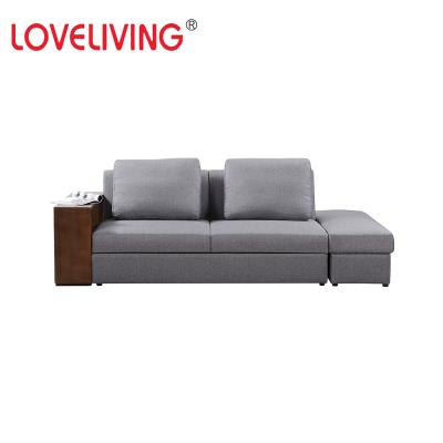 China Foldable Home Furniture Sofa Set with Sleep Function Sofa Bed and Ottoman with Wooden Legs and Wooden Frame Modern Living Room Sofa for sale