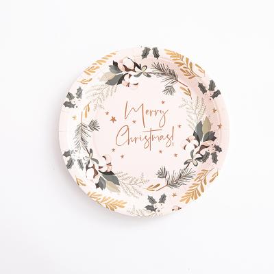 China Paper Dino Golden Scalloped 250 Gsm Paper Plates White Black Paper Plates Fit Composable Bamboo Paper Plates for sale