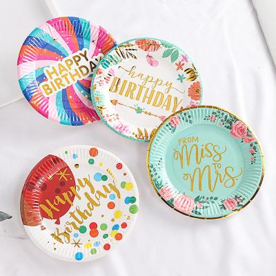 China Halloween Paper Plate Party Paper Supplies Set Colorful Kraft Paper Plate Wicker Holder With Logo for sale