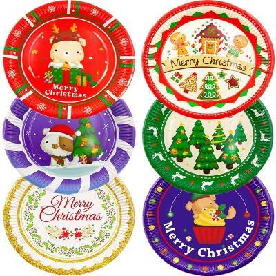 China Birthday Decoration Supplies Round Picnic Disposable Dish Christmas Party Dinner Paper Plate Holiday Party Decoration Hot Selling Wholesale for sale