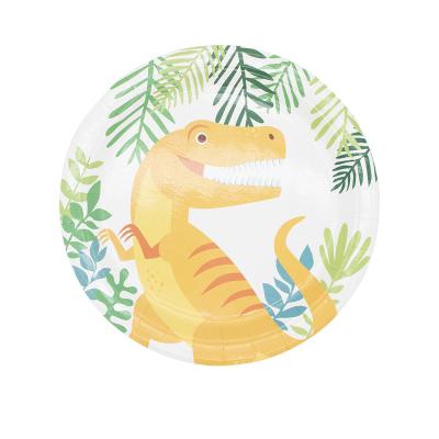 China Birthday Decoration Supplies Graffiti Dinosaur Theme Party Paper Plate Disposable Cutlery Children's Birthday Party Supplies Decoration Set for sale