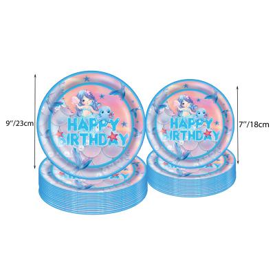 China Birthday Party Decoration Mermaid Theme Ocean Birthday Party Supplies Banner Tablecloth Balloon Paper Napkin Dish Decoration Set Eco-Friendly for sale