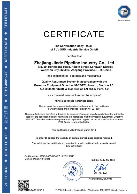 PED AD2000 - ZHEJIANG JIEDE PIPELINE TECHNOLOGY CO.,LTD.