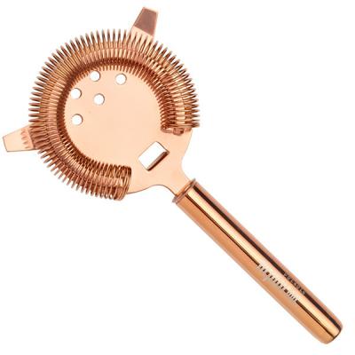 China Factory direct wholesale metal bar mixing stainless steel ice copper and gold cocktail bar strainer for sale