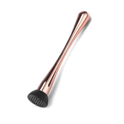 China Customizable Stainless Steel Rose Gold Black Copper Coated Metal Caipirinha Cocktail Liquor Swizzel Drinks Messy Person Bar Tool for sale