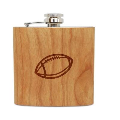 China Metal 6oz 7oz 8oz Promotional Stainless Steel Wooden Hip Flask Custom PU Leather Whiskey for sale