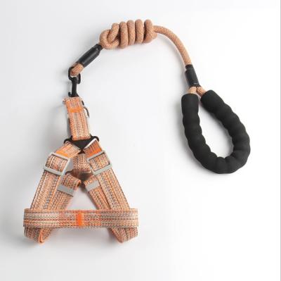 China Factory Supply Fashion Nylon Dog Walking Round Rope Chest Pet Traction Rope Back With Durable For Walking Dog for sale