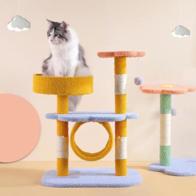 China Sustainable Chinese Factory Wholesale Latest Cat Toys Flower Cat Climbing Frame Cat Tree for sale