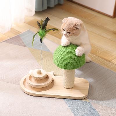 China 2021 New Products China International Factory Sustainable Pet Toys Cat Toys Wholesale Solid Wooden Turntable Toy for sale