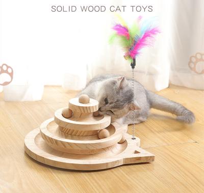 China 2021 International Viable Station Hot Selling Solid Wooden Cat Toy Lighter Cat Track Dish Cat Toy for sale