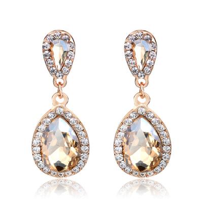 China Vintage RFJEWEL Zircon Dangle Bridal Earrings For Brides Or Bridesmaids With Pear Shaped Glitter Drops Earrings For Female for sale