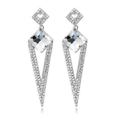 China Vintage RFJEWEL Tasty Zircon Crystal Teardrop Earrings for Brides, Wedding and Bridal Jewelry for Women for sale