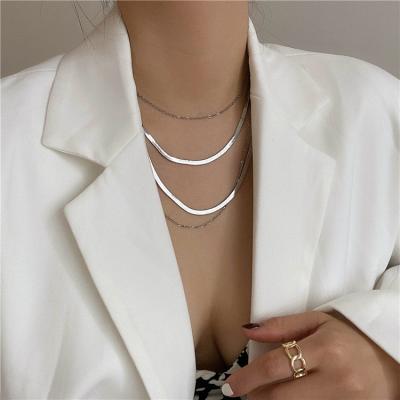 China RFJEWEL FASHIONABLE Wholesale Hot Selling Multi-Layers Snake Necklace Silver Necklaces For Female Women for sale