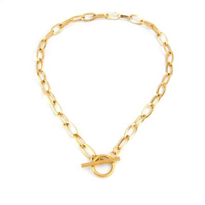 China Environmental Friendly Hot Sale Women Stainless Steel Long Necklace Gold Color Toggle Pendant Necklace for sale