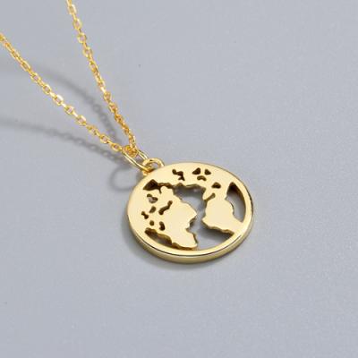 China RFJEWEL Fashion Sterling Silver World Map S925 Necklace Jewelry 18K Gold World Map Necklace CLASSIC For Lady for sale