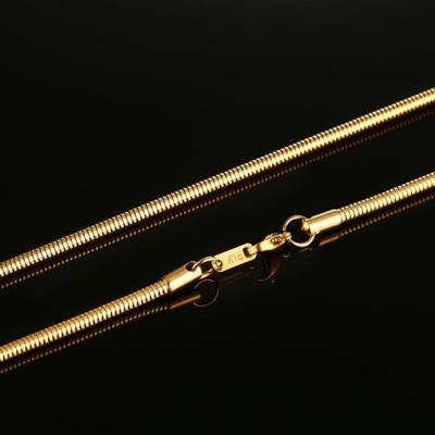 China Hot Selling Wholesale FASHIONABLE RFJEWEL Snake Chain 18K Gold 3mm Width Stainless Steel Round Silver Snake Chain For Women for sale