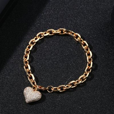 China RFJEWEL TRENDY Fashion Tasty Gold Plated Full Heart With Cubic Zirconia Bracelets For Women Girl's Gift for sale