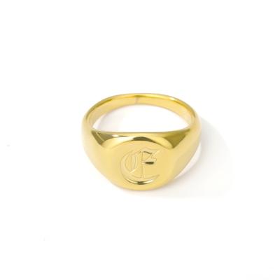 China RFJEWEL FASHIONABLE Wholesale High Quality Fashion Engraved Letter Ring for Women Men Jewelry Ring in stock for sale