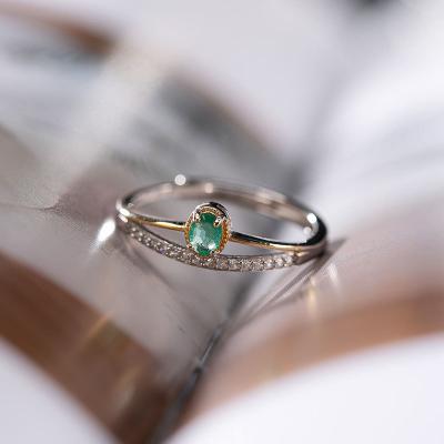 China New arrival S925 FASHIONABLE jade green RFJEWEL ring with rhinestones for women retro style wholesale hot for sale