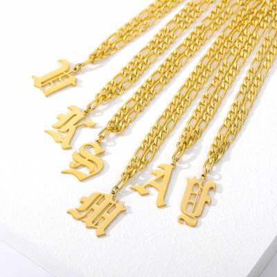 China RFJEWEL Amazon FASHIONABLE Hot Selling Stainless Steel Initial Letter Pendant 26 Old English Letters Anklet For Women Or Men Jewelry for sale