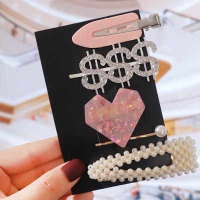 China RFJEWEL 2021 New Arrivals Gold Colored Women's Hairpins Customized Rhinestone Silver Alloy Rhinestone LETTER Accessory For Women for sale