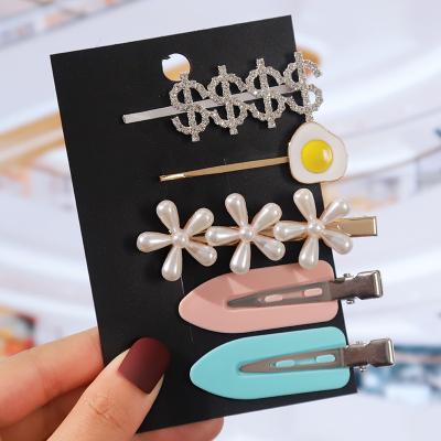 China RFJEWEL 2021 New Arrivals Alloy Women's Gold Silver LETTER Rhinestone Gold Rhinestone Hair Pins Customized Hairpins for sale