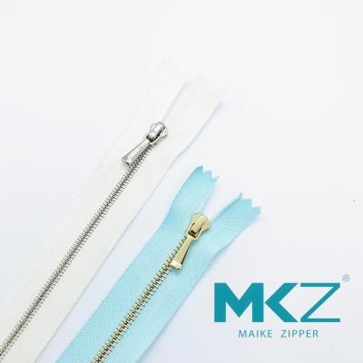 China Blue Gold Plated Single Open Heavy Duty Separating Zipper Copper for sale