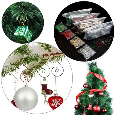 China Pack 20pcs Metal Pack 50mm Mini Christmas Decoration Hanging Hook S Shape Hook Christmas Tree Ornament Ball Garland Hooks for sale