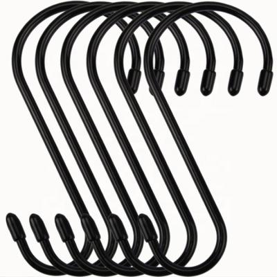 China 12 Pack Black Metal Stocked S Shaped Hooks For Plants Metal Hanging Hooks For Clothes Stainless Steel S Hanging Hooks for sale