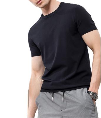 China Wholesale Polyester Short Slim Fit Good Quality Crew Neck Anti-wrinkle Sleeve T-shirt Black Blank T-shirt Men for sale